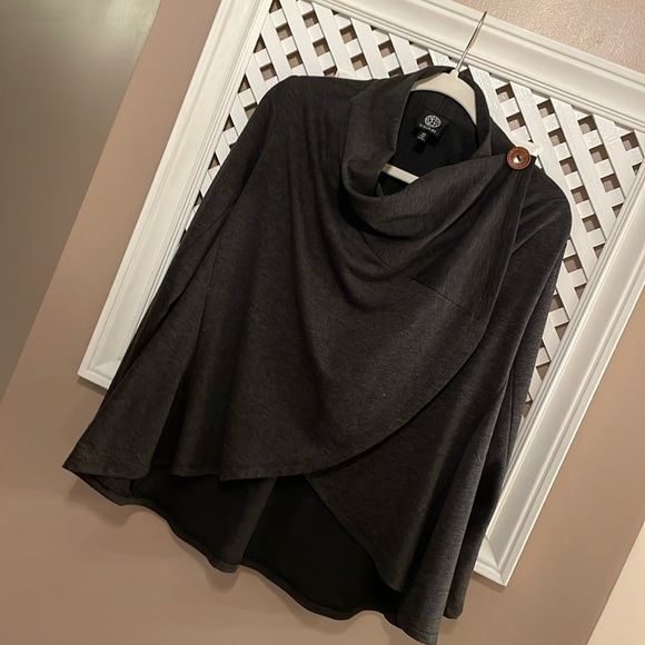 Bobeau classy lightweight crossover wrap charcoal gray roomy fit extra small. - Picture 2 of 7